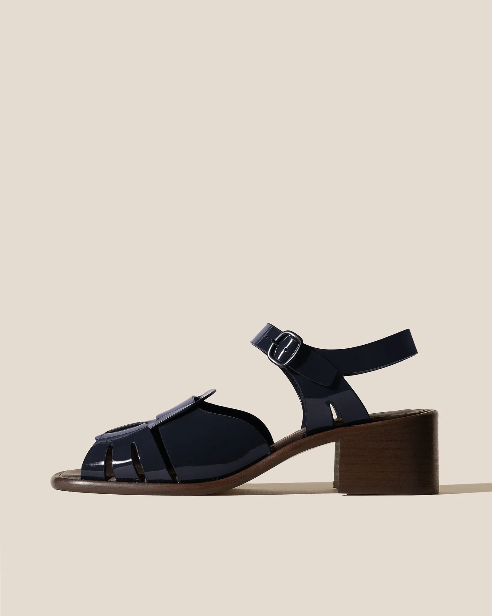 ANCORA SQUARED HEELED GLOSSY - Open-Toe Fisherman Sandal sold by Hereu Studio