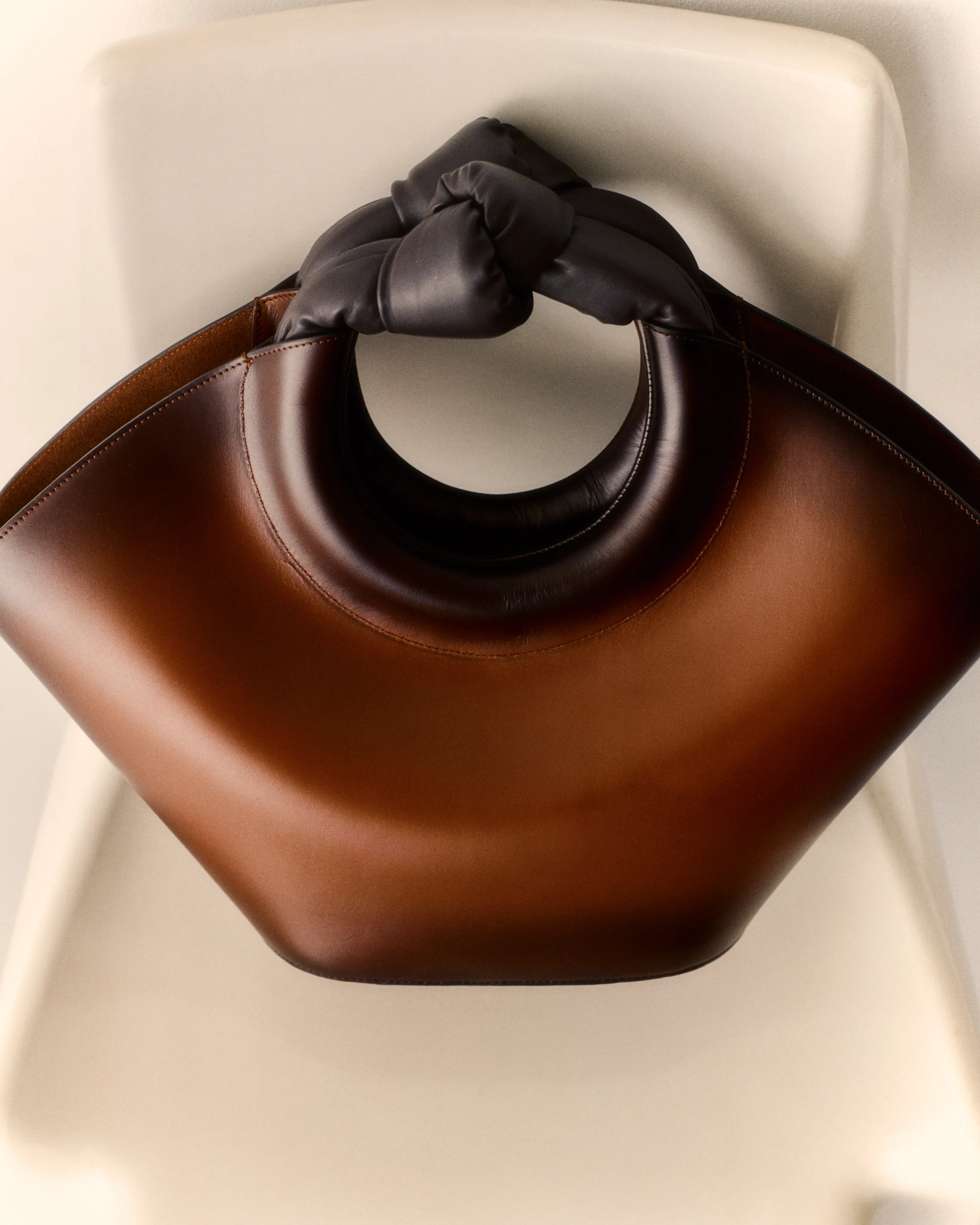 CASTELL AIRBRUSHED - Knotted-handle Leather Tote Bag sold by Hereu Studio