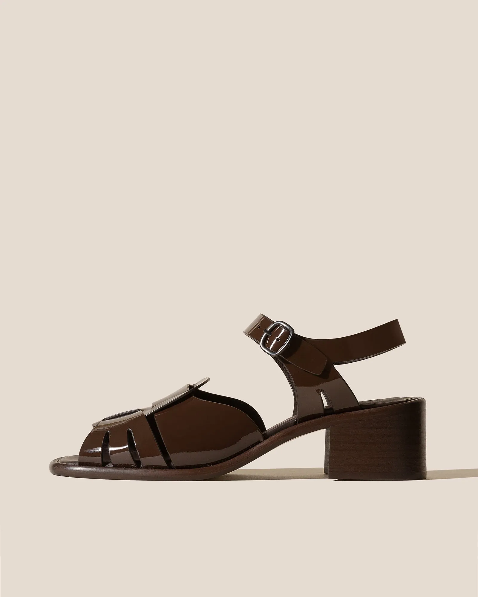 ANCORA SQUARED HEELED GLOSSY - Open-Toe Fisherman Sandal sold by Hereu Studio