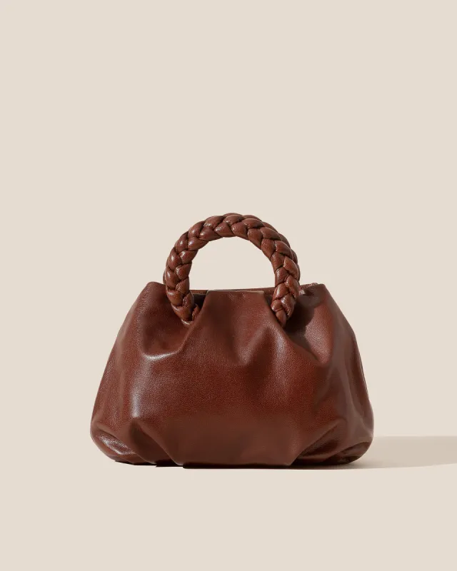 BOMBON M SUPPLE SHINY - Medium Plaited-handle Leather Handbag sold by Hereu Studio