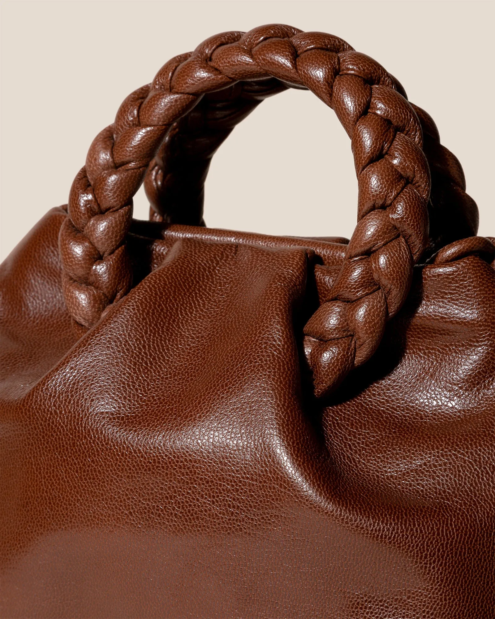 BOMBON M SUPPLE SHINY - Medium Plaited-handle Leather Handbag sold by Hereu Studio product image thumbnail 2