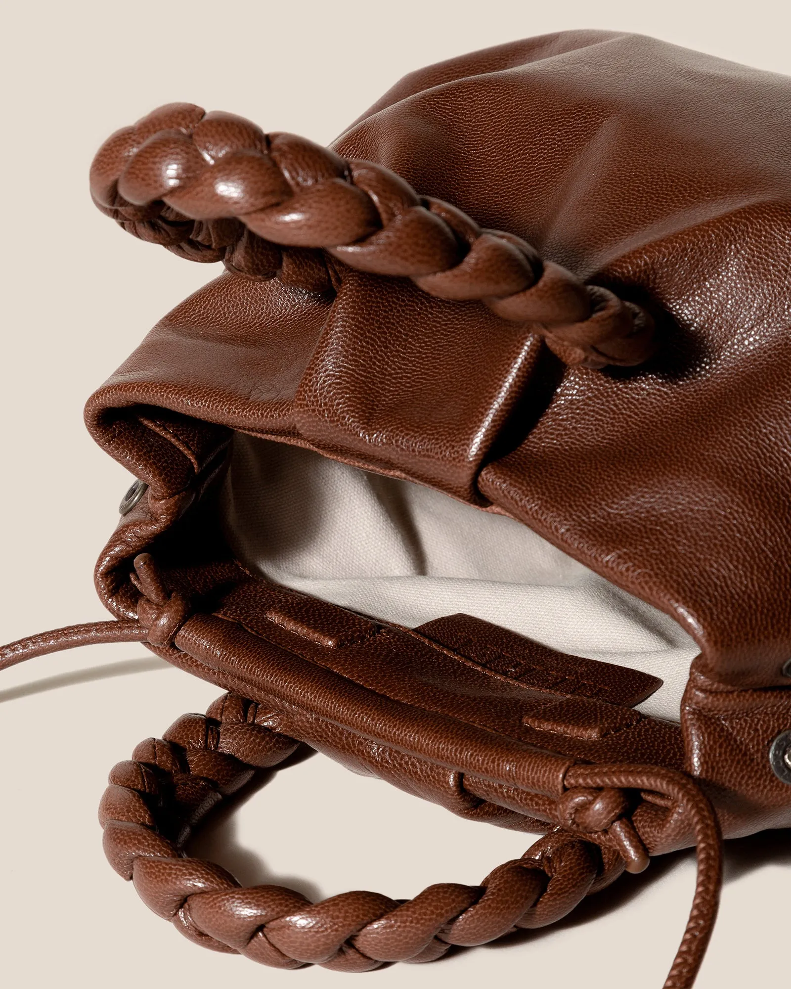 BOMBON M SUPPLE SHINY - Medium Plaited-handle Leather Handbag sold by Hereu Studio product image thumbnail 3