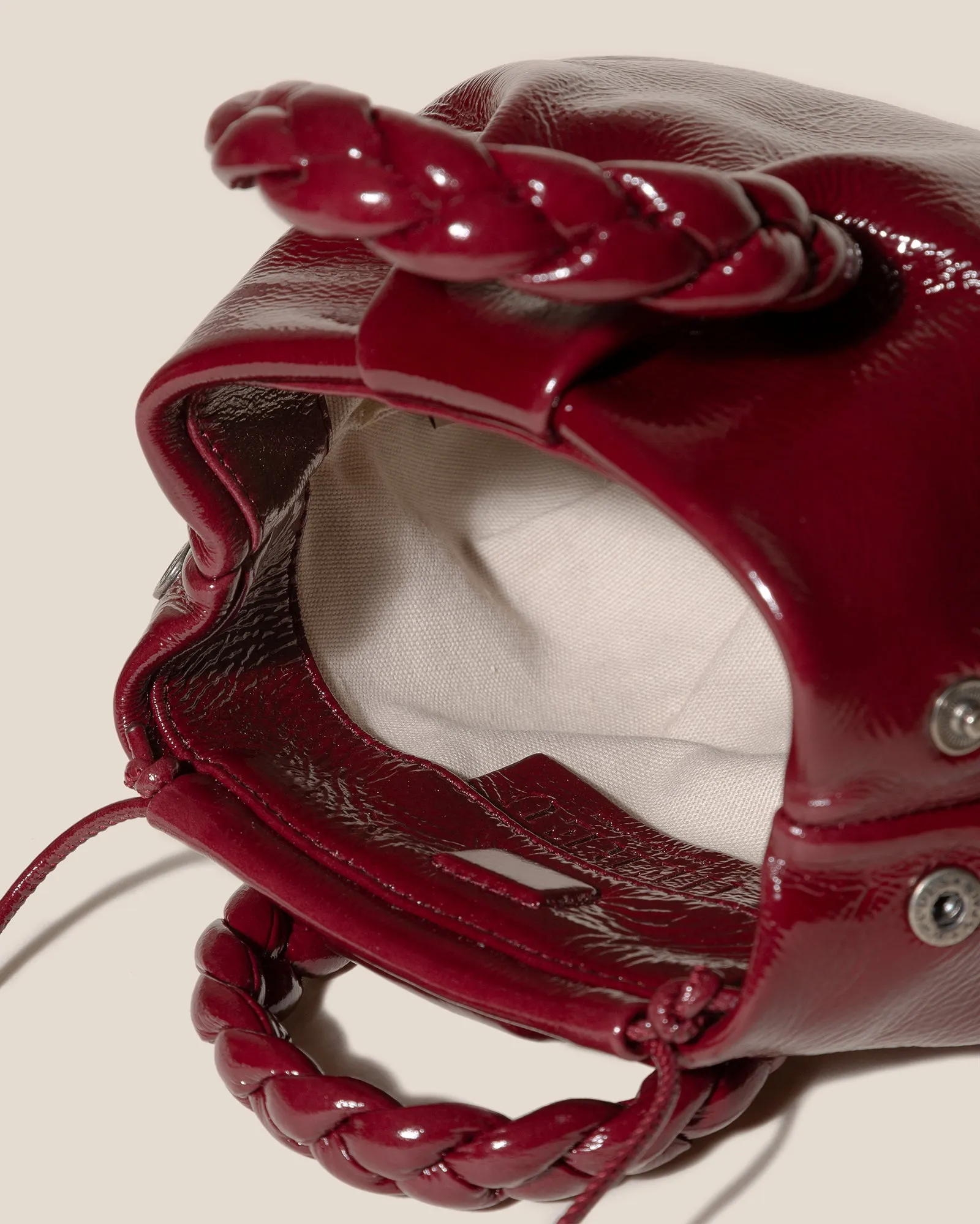 BOMBON CRINKLED GLOSSY - Small Plaited-handle Leather Crossbody Bag sold by Hereu Studio product image thumbnail 3