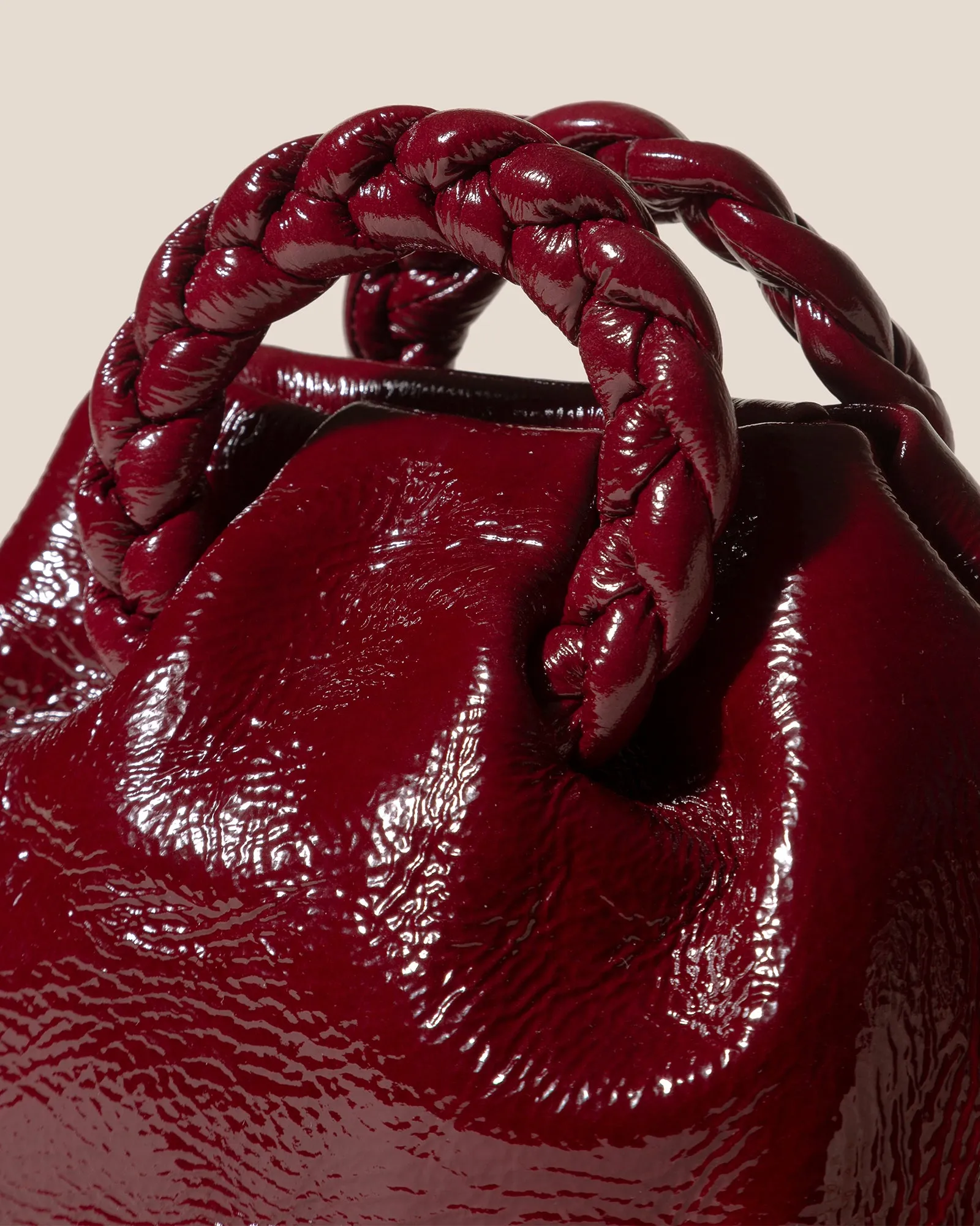 BOMBON CRINKLED GLOSSY - Small Plaited-handle Leather Crossbody Bag sold by Hereu Studio product image thumbnail 2