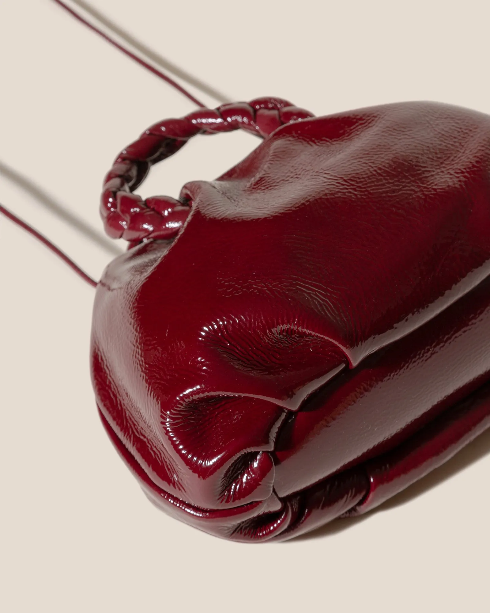 BOMBON CRINKLED GLOSSY - Small Plaited-handle Leather Crossbody Bag sold by Hereu Studio product image thumbnail 4