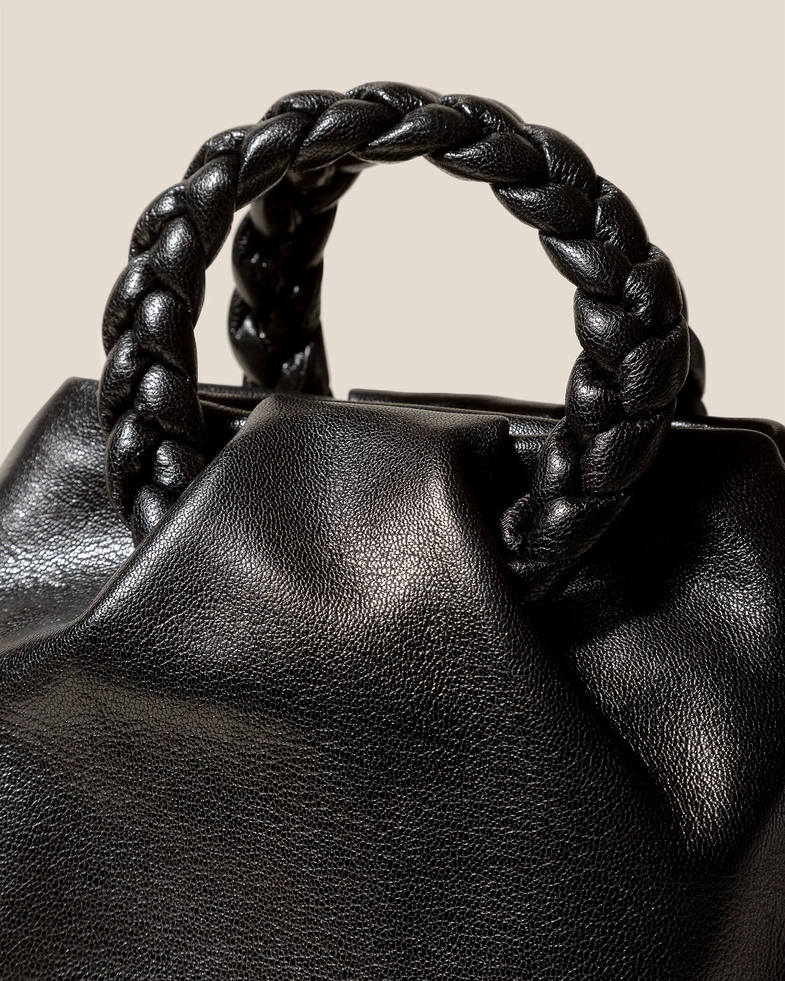 BOMBON M SUPPLE SHINY - Medium Plaited-handle Leather Handbag sold by Hereu Studio product image thumbnail 2
