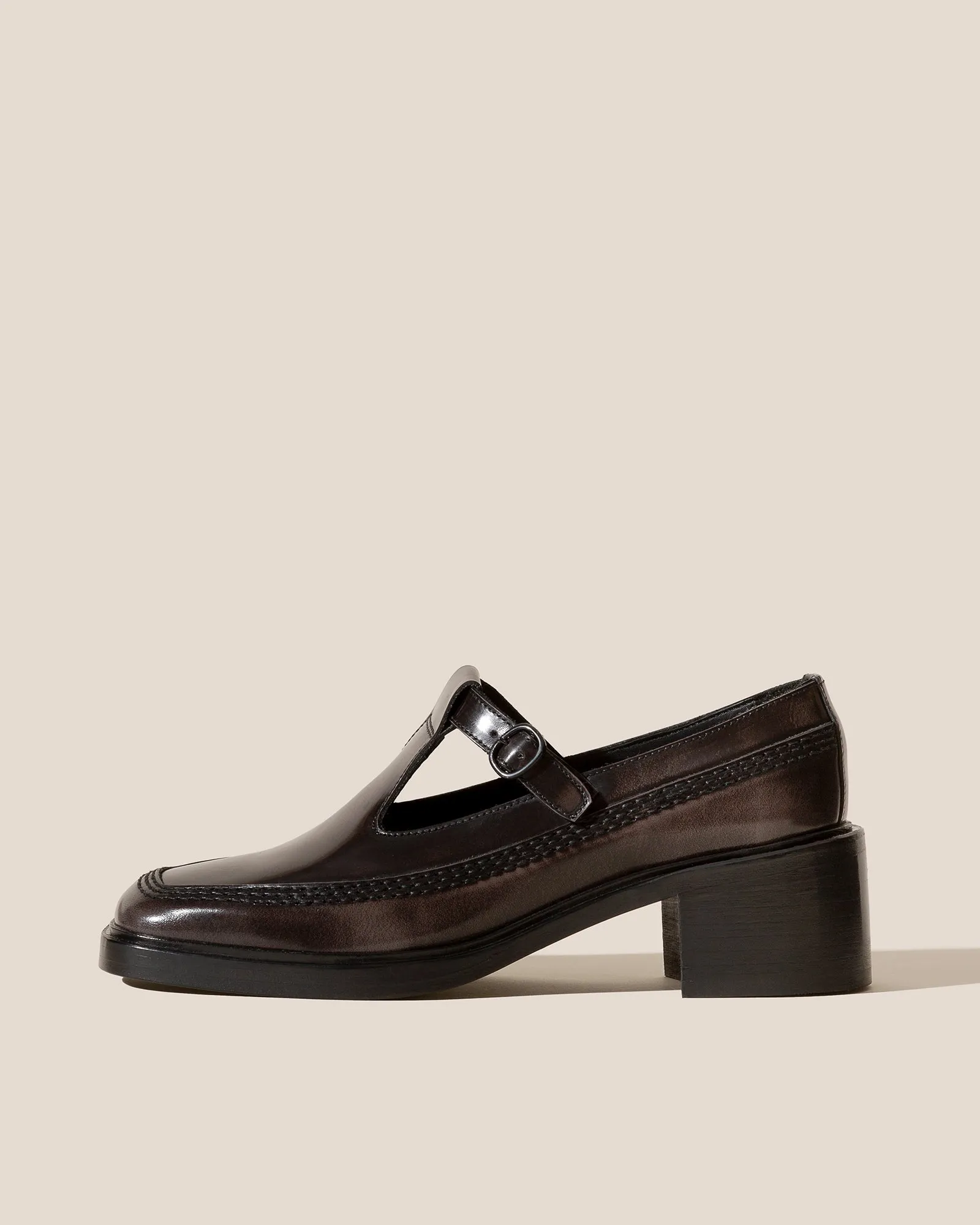 LLUISA HEELED - Brushed T-bar Loafer sold by Hereu Studio