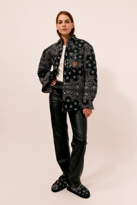 Quilt Shirt Jacket Black made by Arizona Love