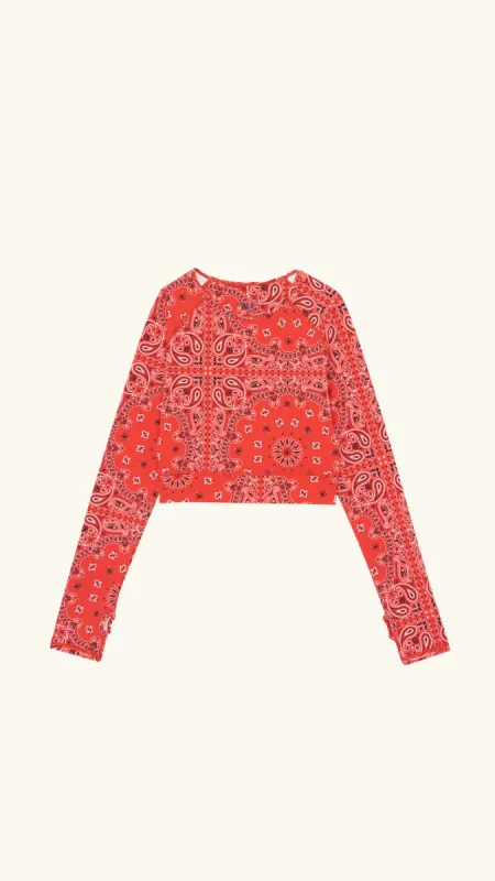 Yoga long sleeve top red sold by Arizona Love