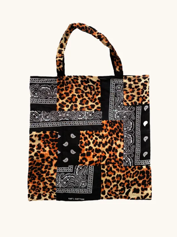 Bandana Beach Bag Patch Leopard/Black Bandana sold by Arizona Love