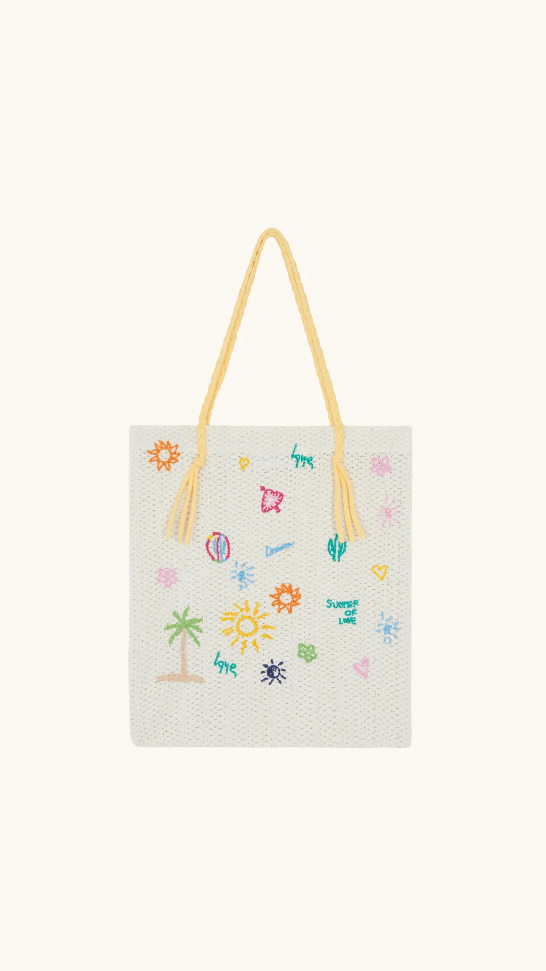 Crochet embroidered tote bag sold by Arizona Love