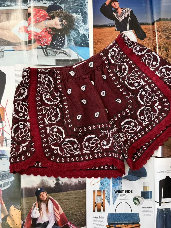 Short vintage bandana burgundy Orsina sold by Arizona Love