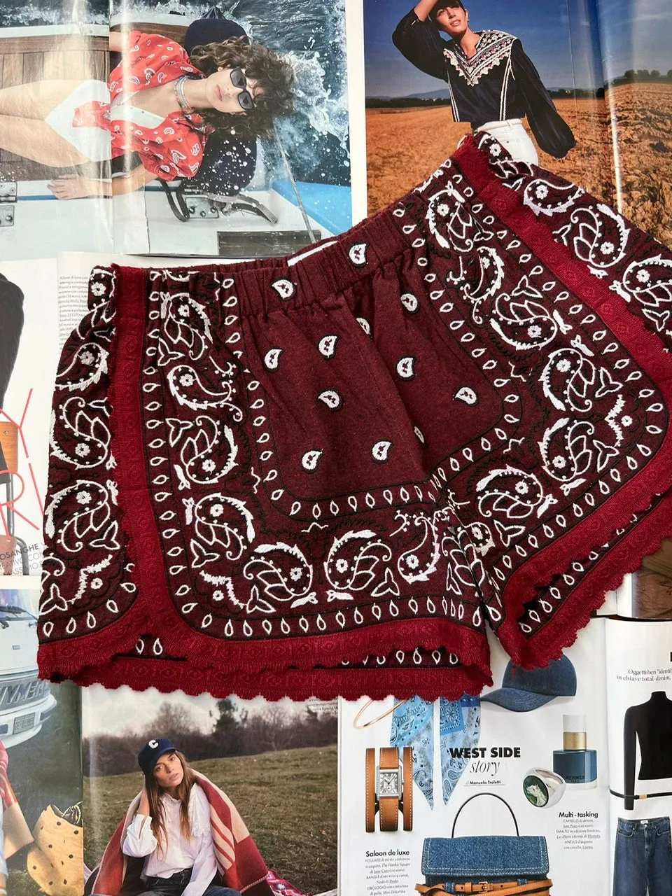 Short vintage bandana burgundy Orsina sold by Arizona Love