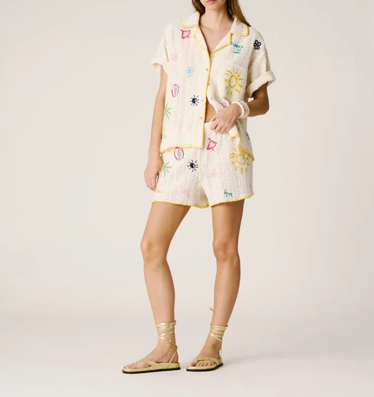 Crochet embroidered short sold by Arizona Love