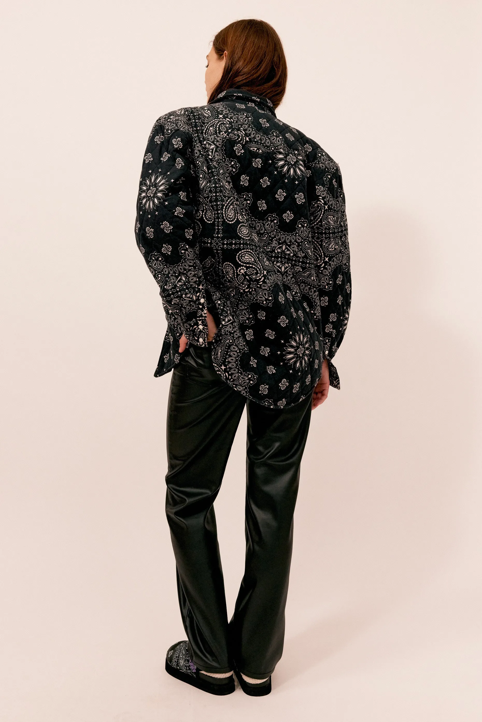 Quilt Shirt Jacket Black Bandana (WH) sold by Arizona Love product image thumbnail 3