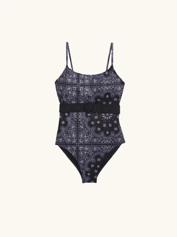 Swimsuit one piece Saint Trop black bandana made by Arizona Love