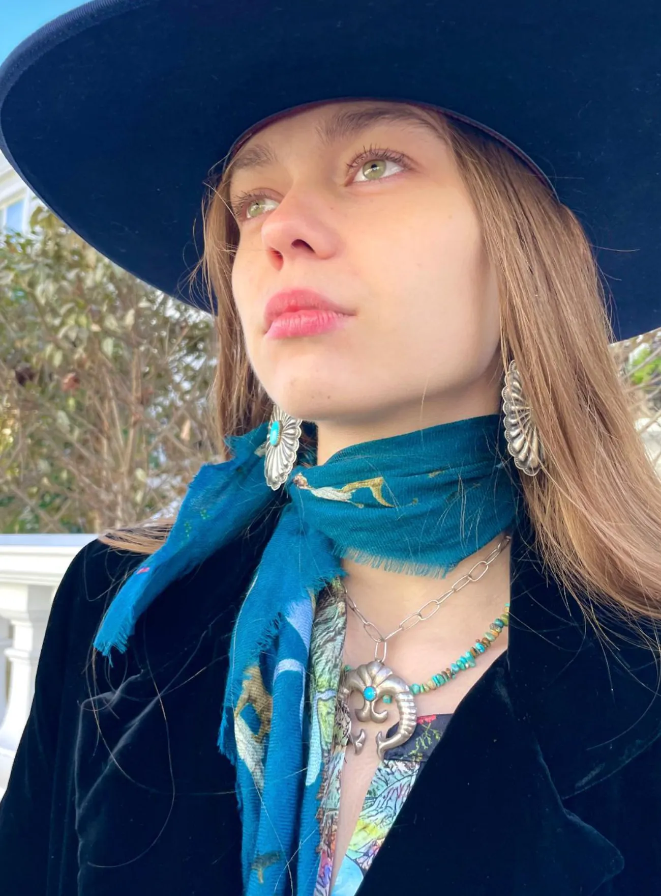 Scarf Canyon Bandana Cashmere Blue Teal Multi sold by Arizona Love product image thumbnail 2