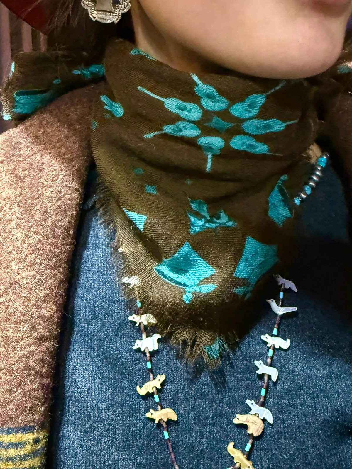 Canyon Bandana Scarf Cashmere Brown & Blue sold by Arizona Love product image thumbnail 2