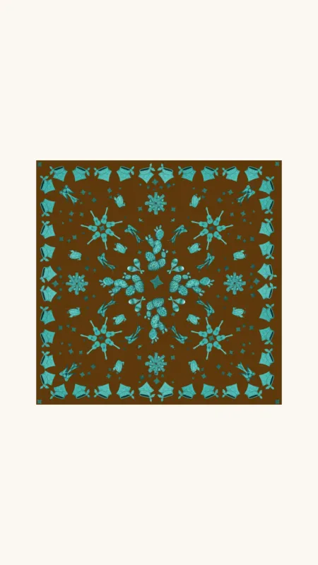 Canyon Bandana Scarf Cashmere Brown & Blue made by Arizona Love