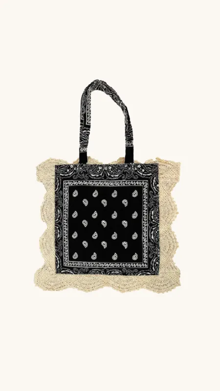 BEACH BAG CROCHET BLACK made by Arizona Love