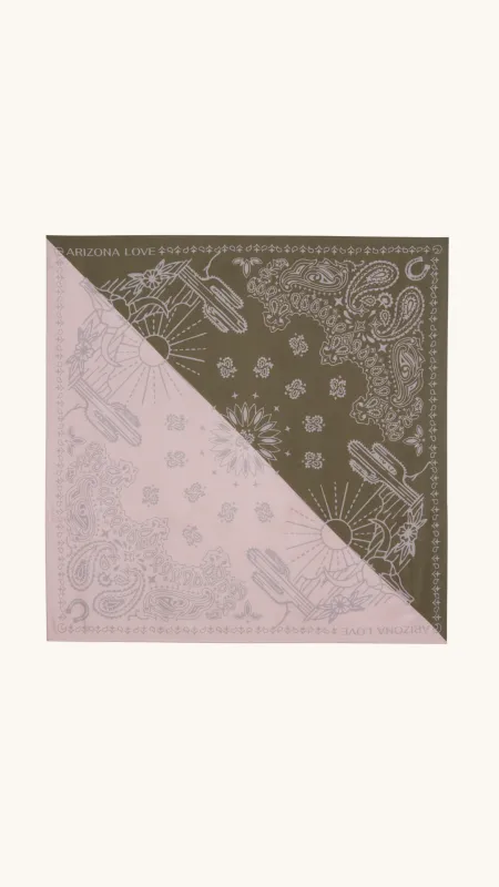 Pink & Kaki Silk Scarf M made by Arizona Love