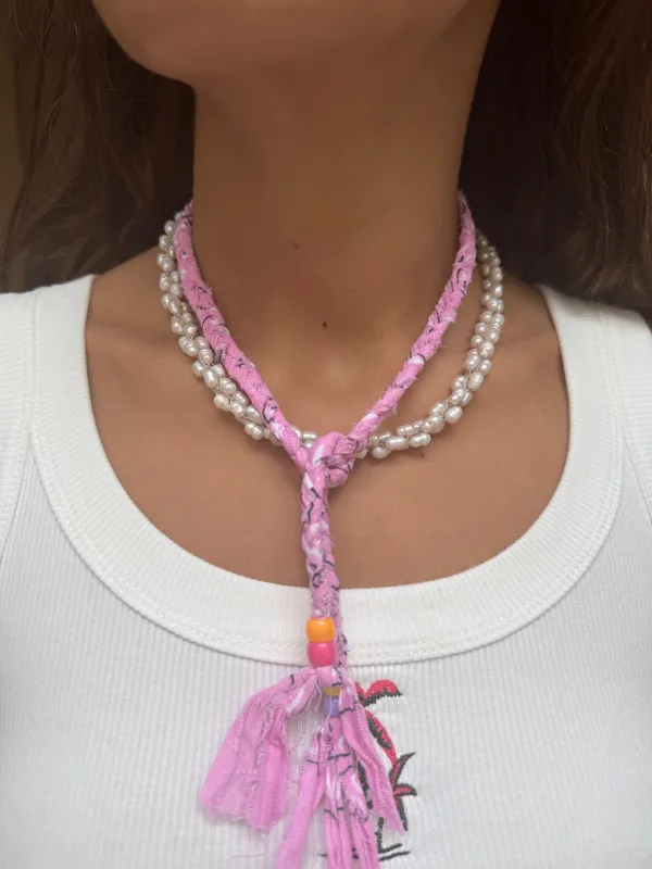 Pink Braided Necklace made by Arizona Love
