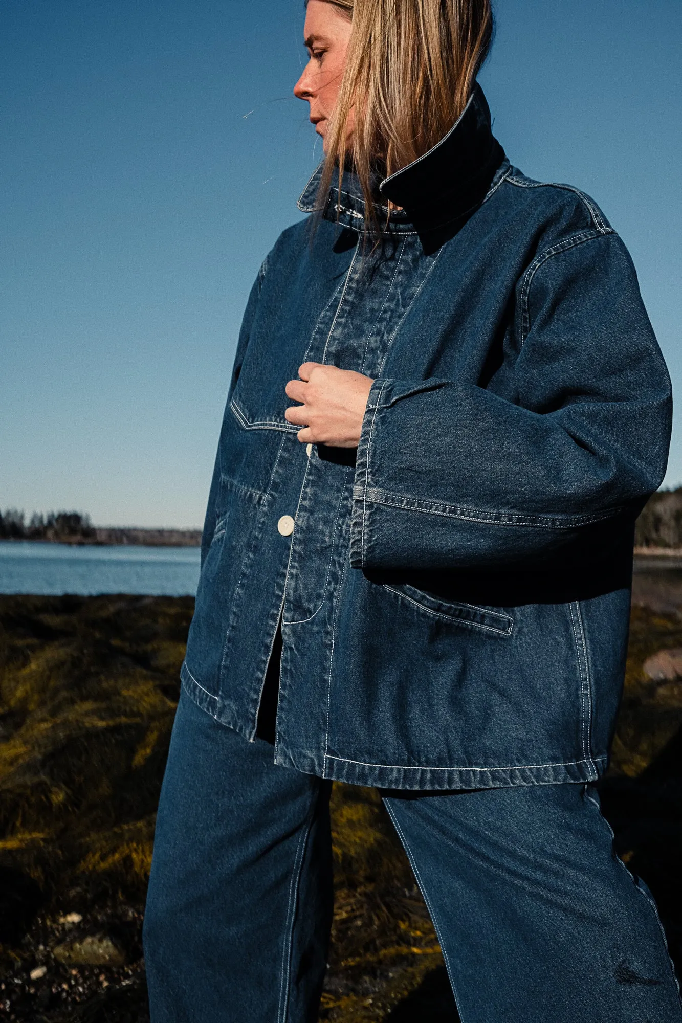 PRE-ORDER - Adult Big Jean Jacket - Tumbled Classic Indigo sold by Rudy Jude product image thumbnail 3