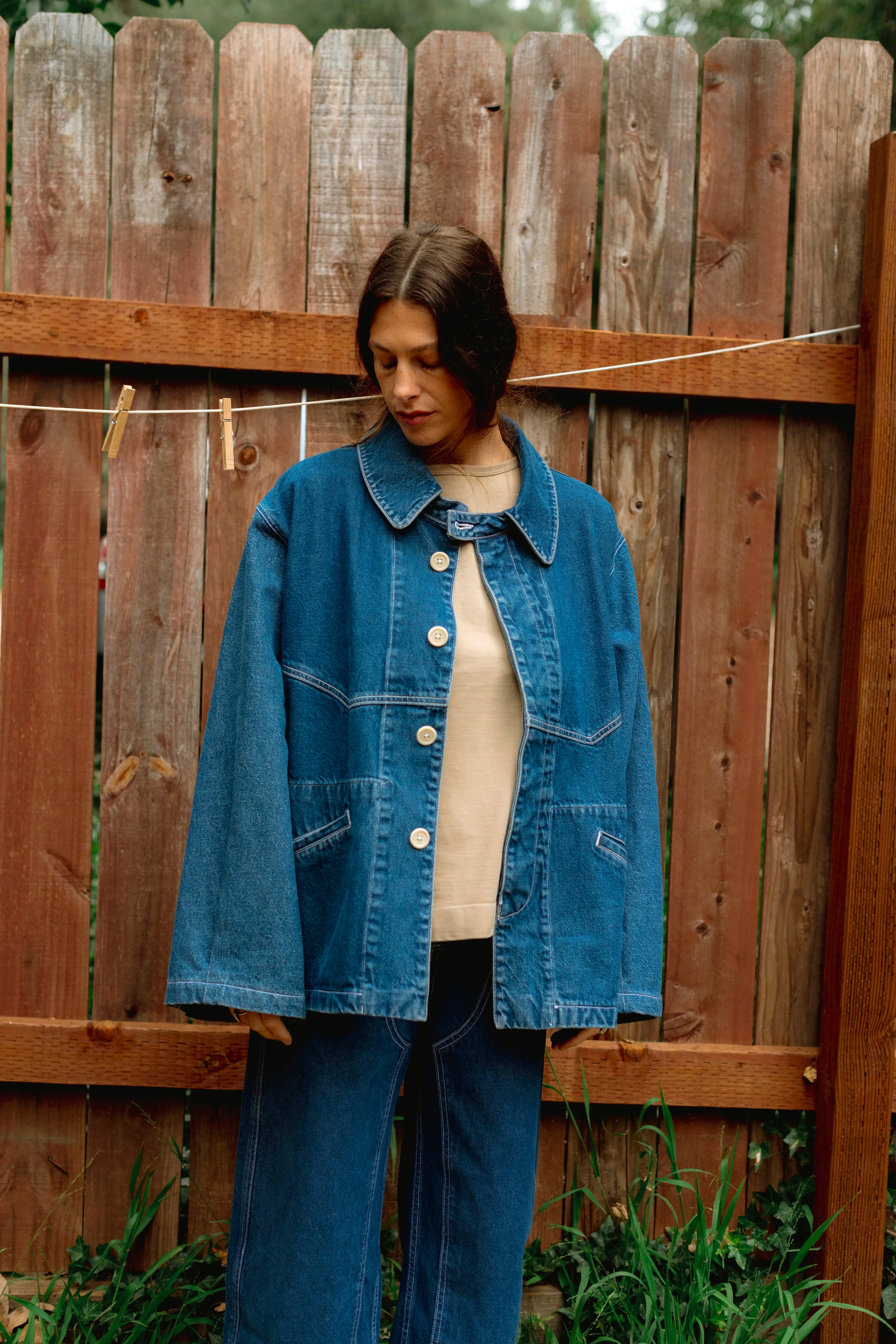 PRE-ORDER - Adult Big Jean Jacket: Tumbled Indigo sold by Rudy Jude product image thumbnail 4