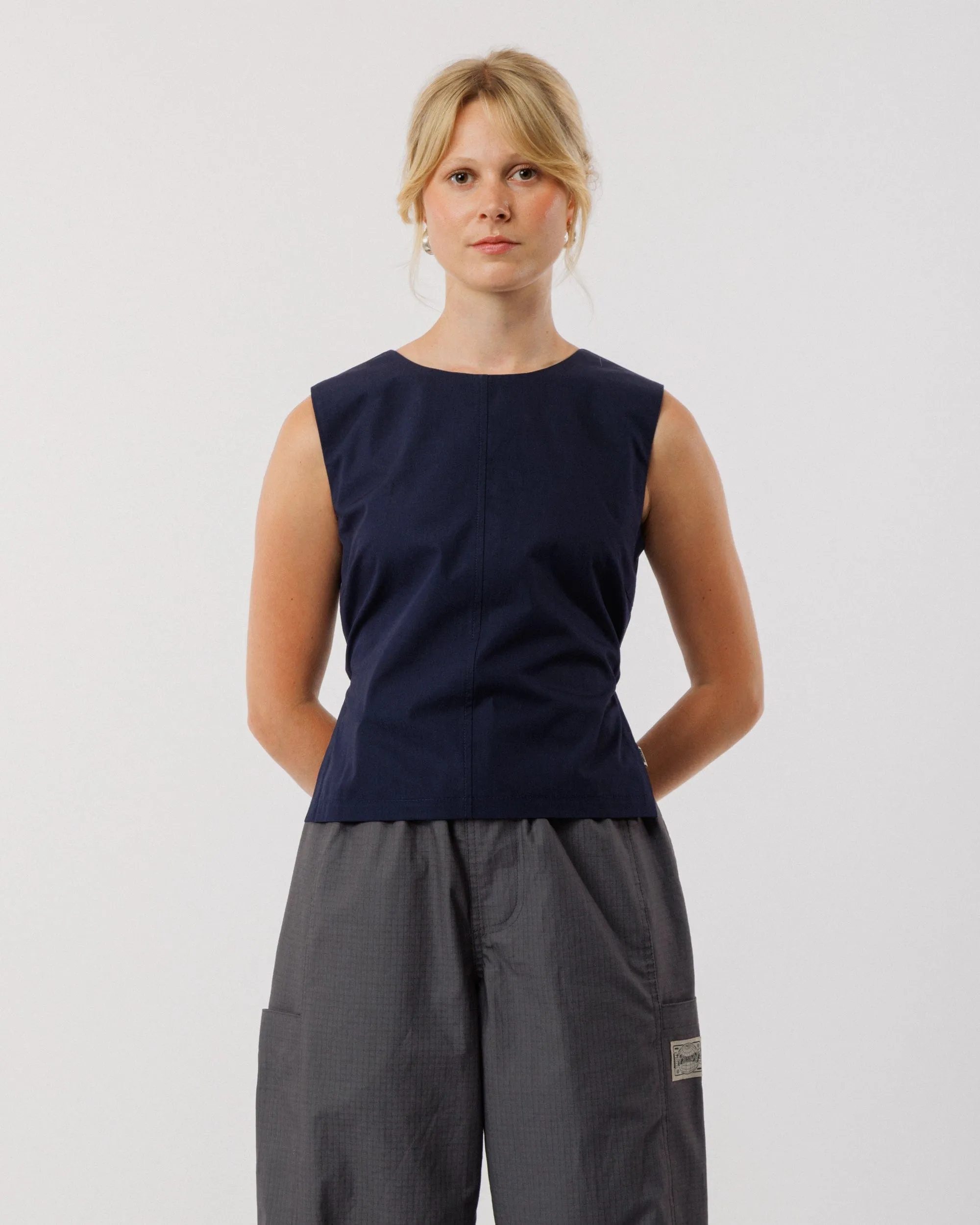 Aimee Poplin Top - Indigo Blue sold by Wawwa product image thumbnail 4