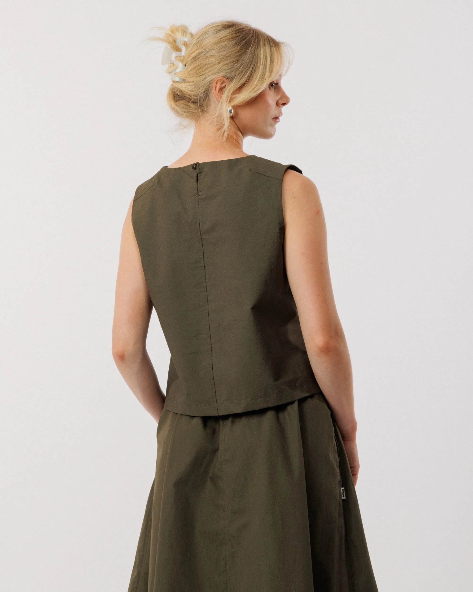 Aimee Poplin Top - Khaki sold by Wawwa product image thumbnail 5