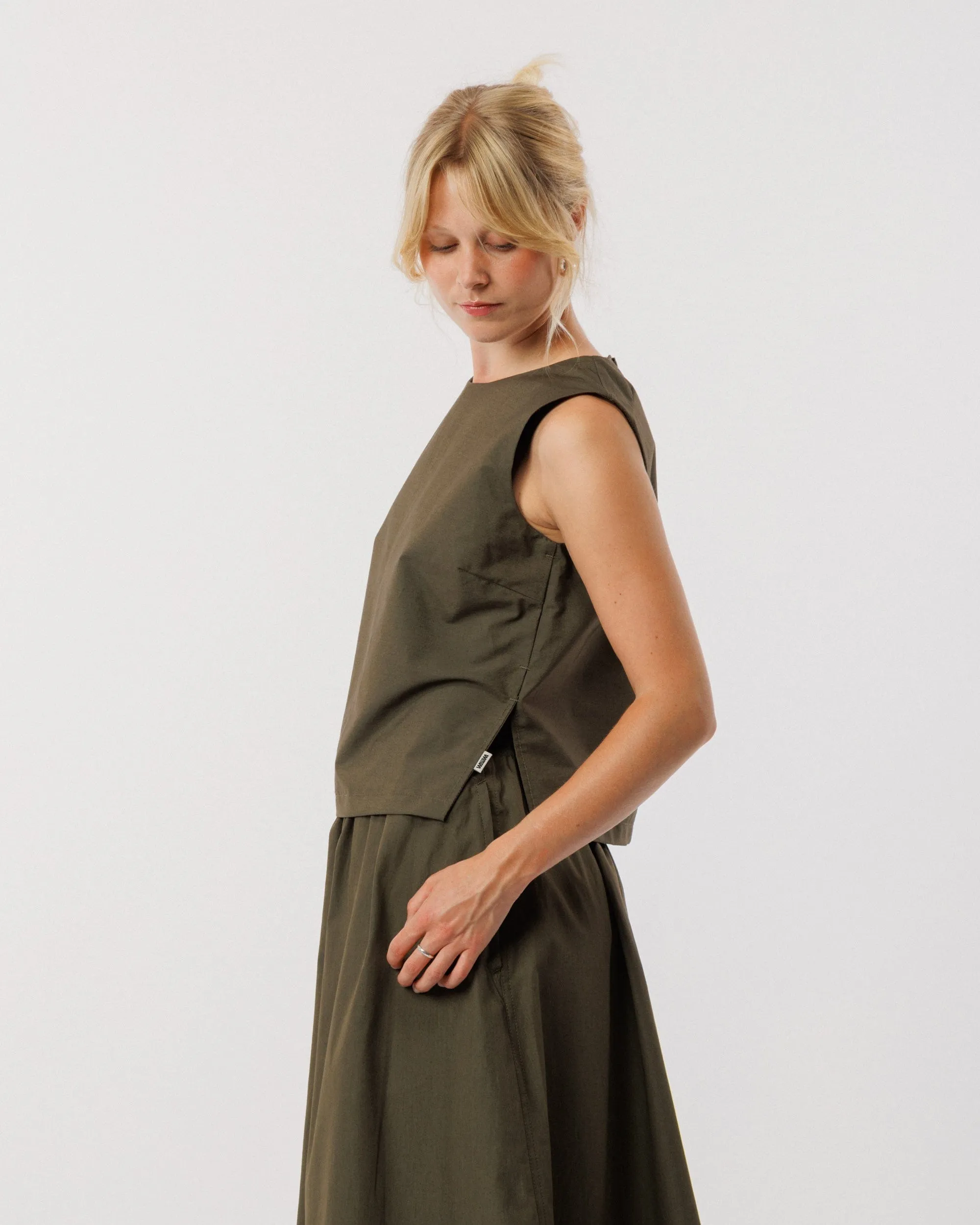 Aimee Poplin Top - Khaki sold by Wawwa product image thumbnail 4