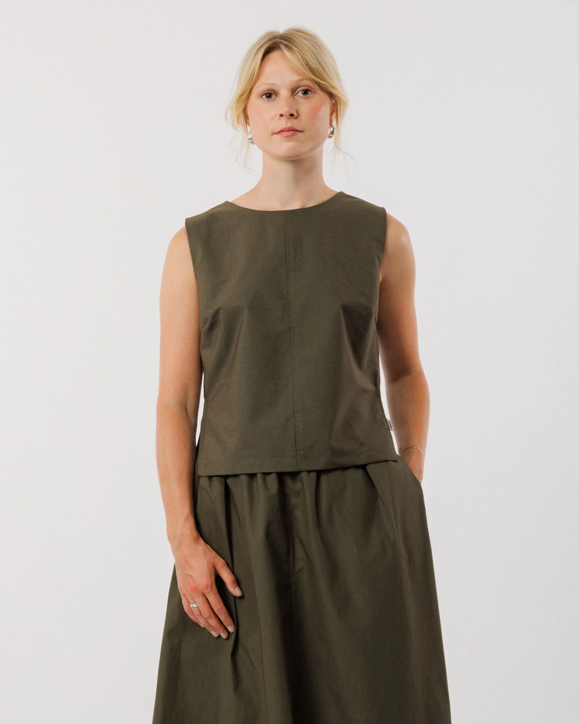 Aimee Poplin Top - Khaki sold by Wawwa product image thumbnail 3