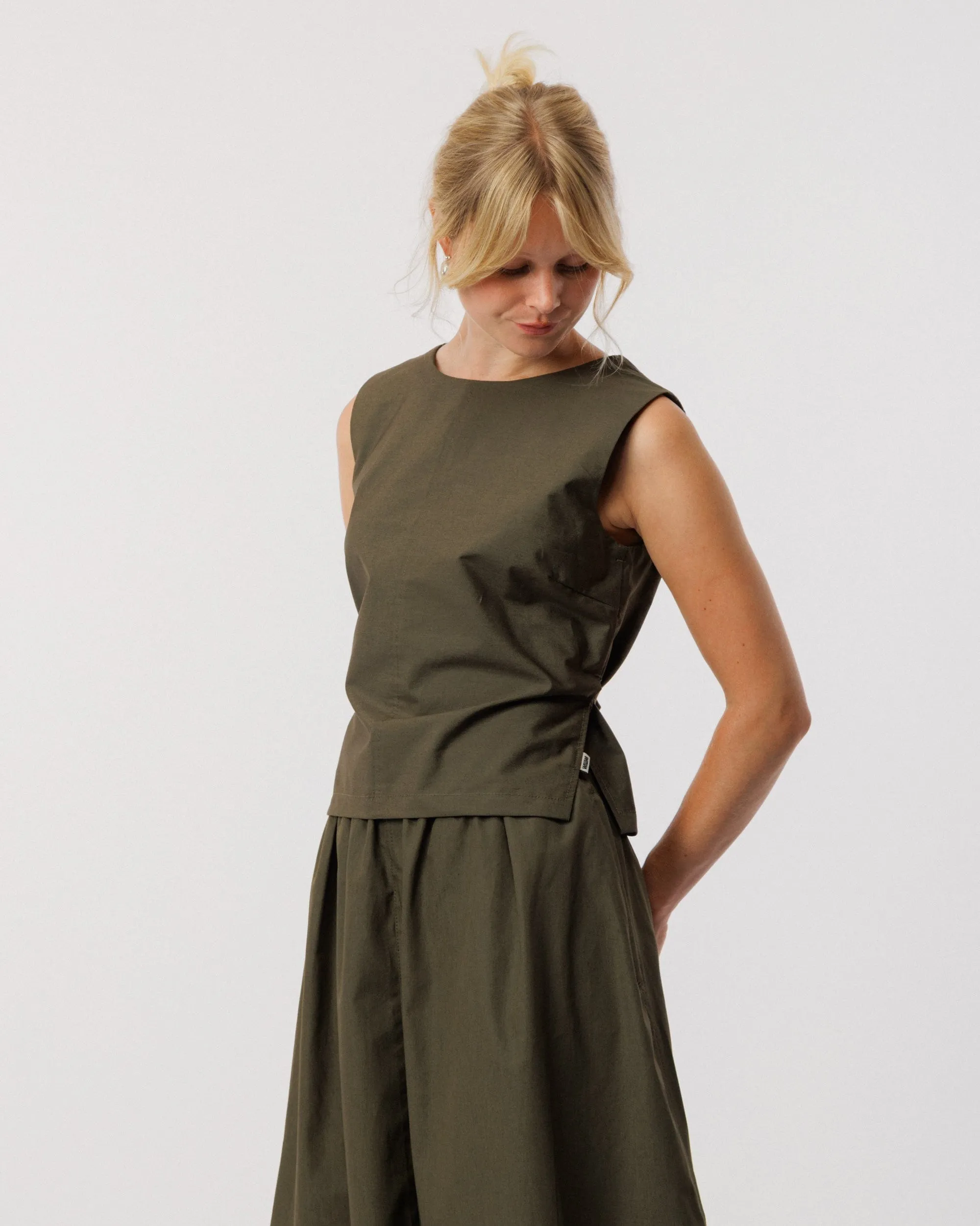 Aimee Poplin Top - Khaki sold by Wawwa product image thumbnail 2