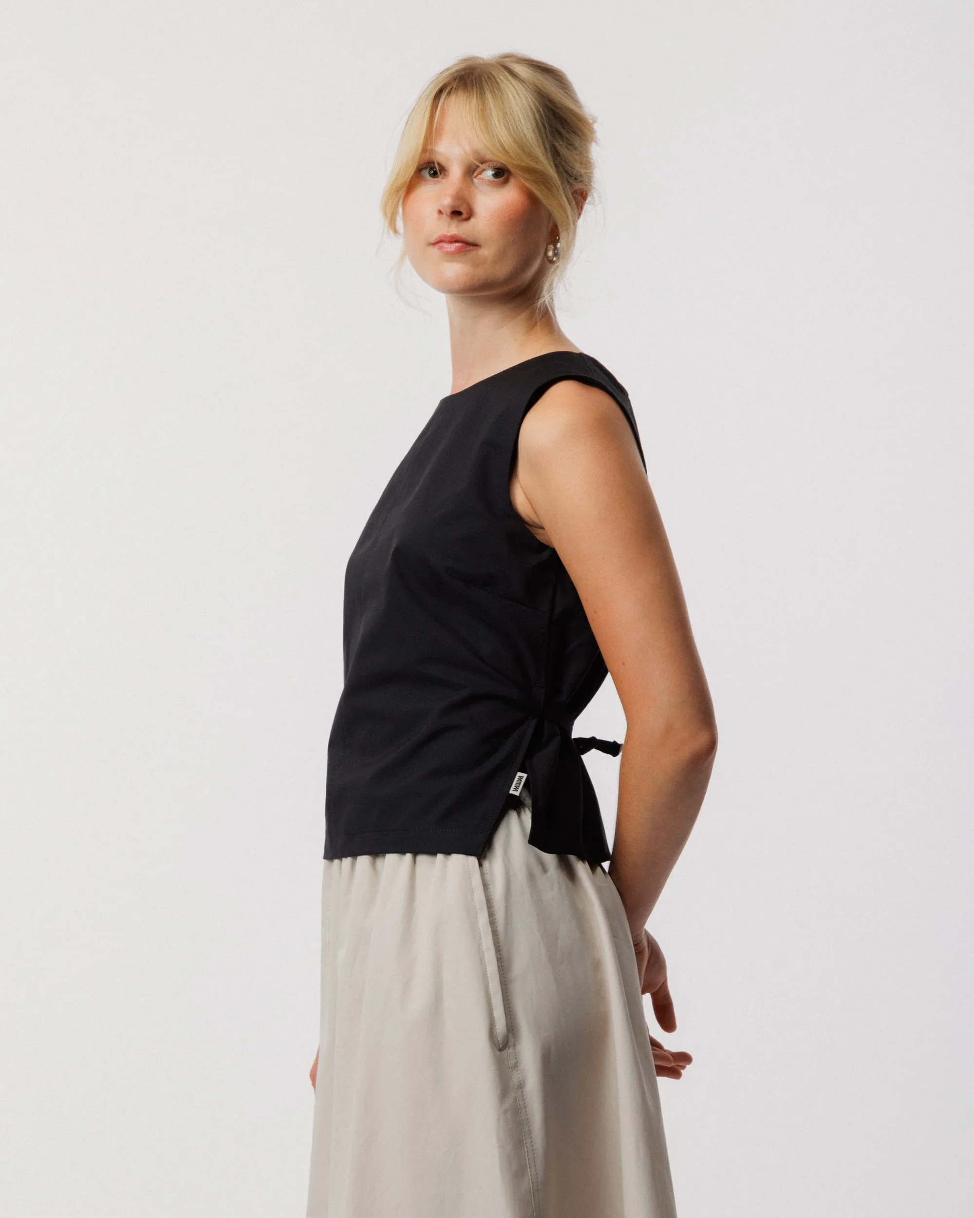 Aimee Poplin Top - Black sold by Wawwa product image thumbnail 3
