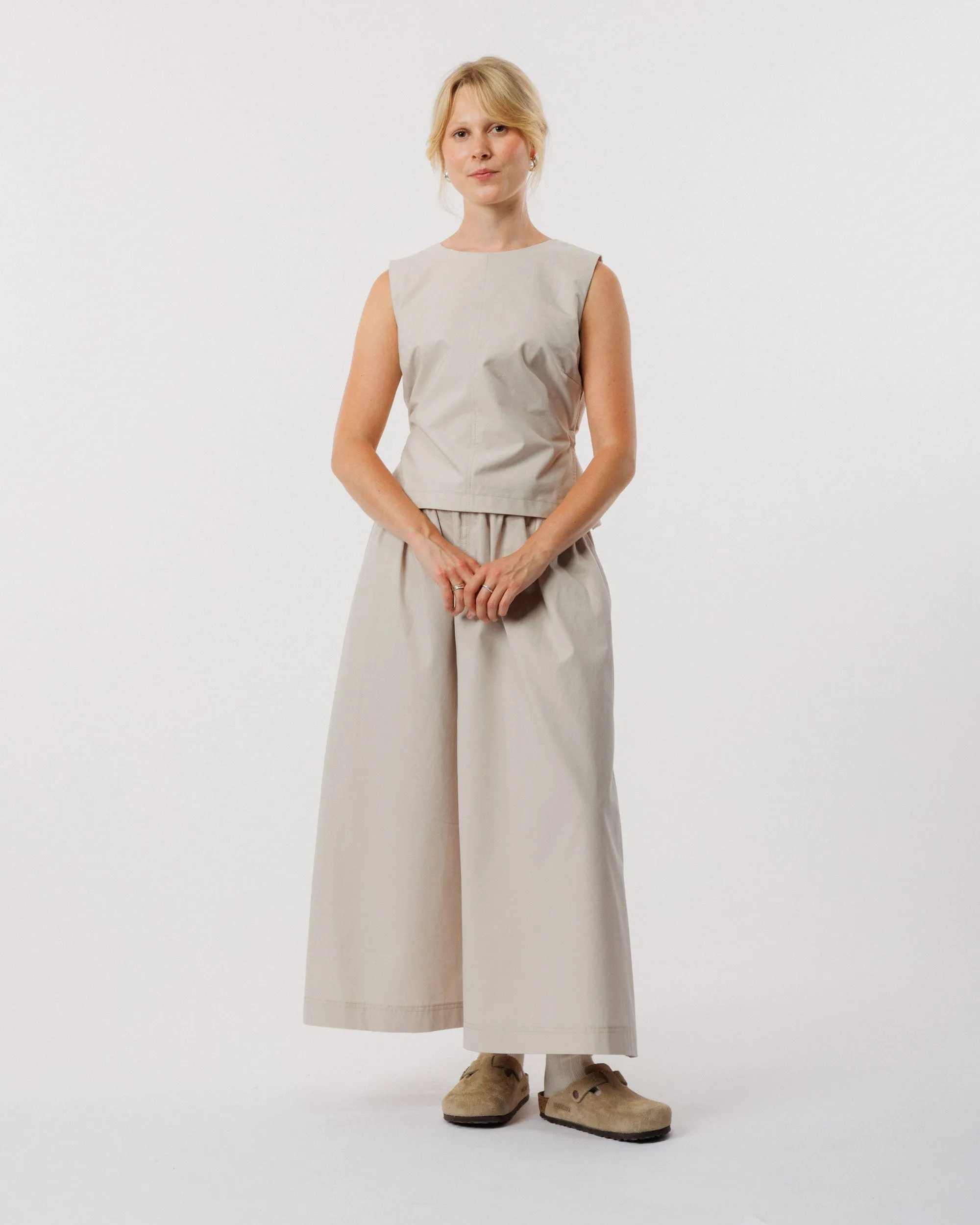 Aimee Poplin Top - Stone sold by Wawwa product image thumbnail 5