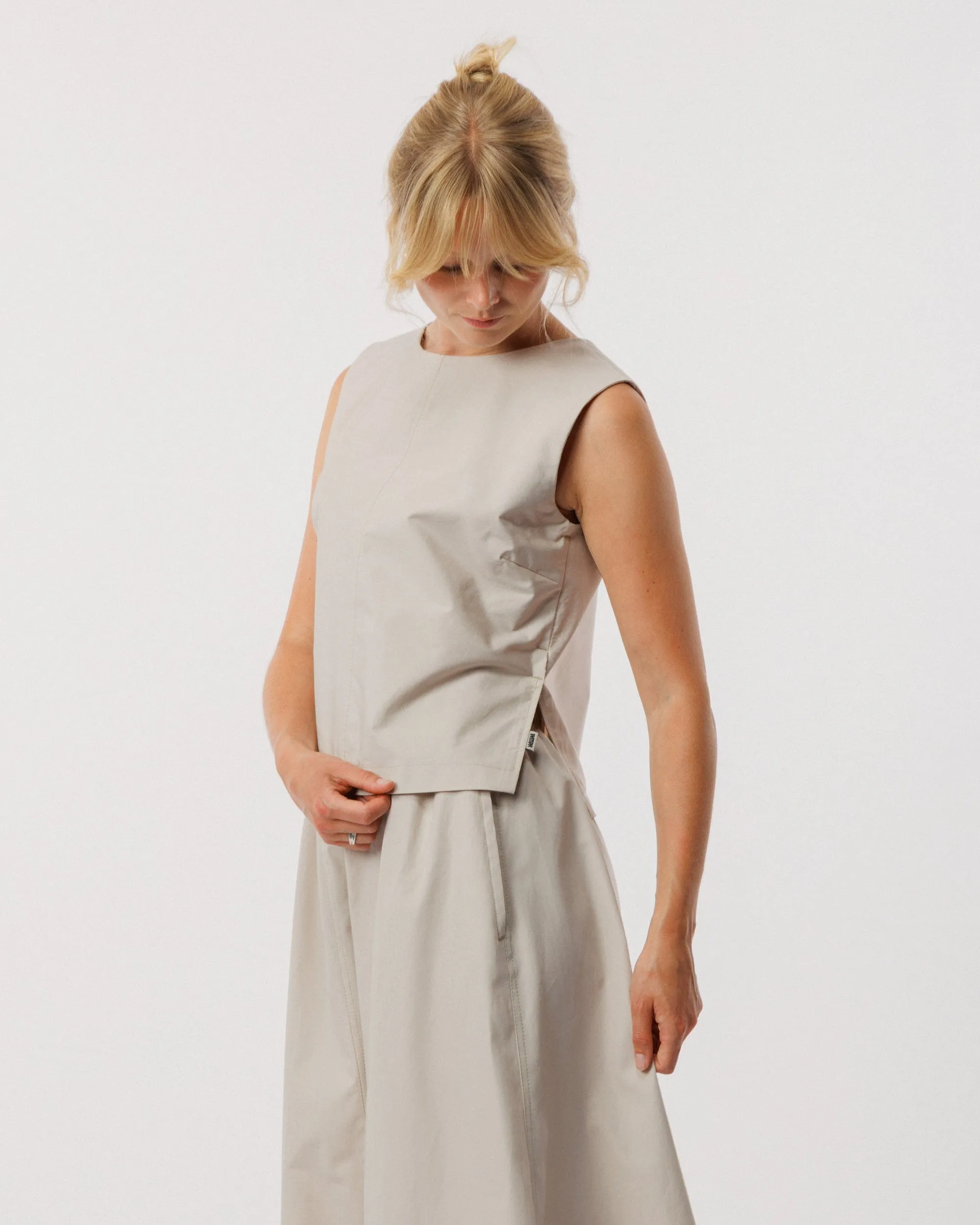 Aimee Poplin Top - Stone sold by Wawwa product image thumbnail 4