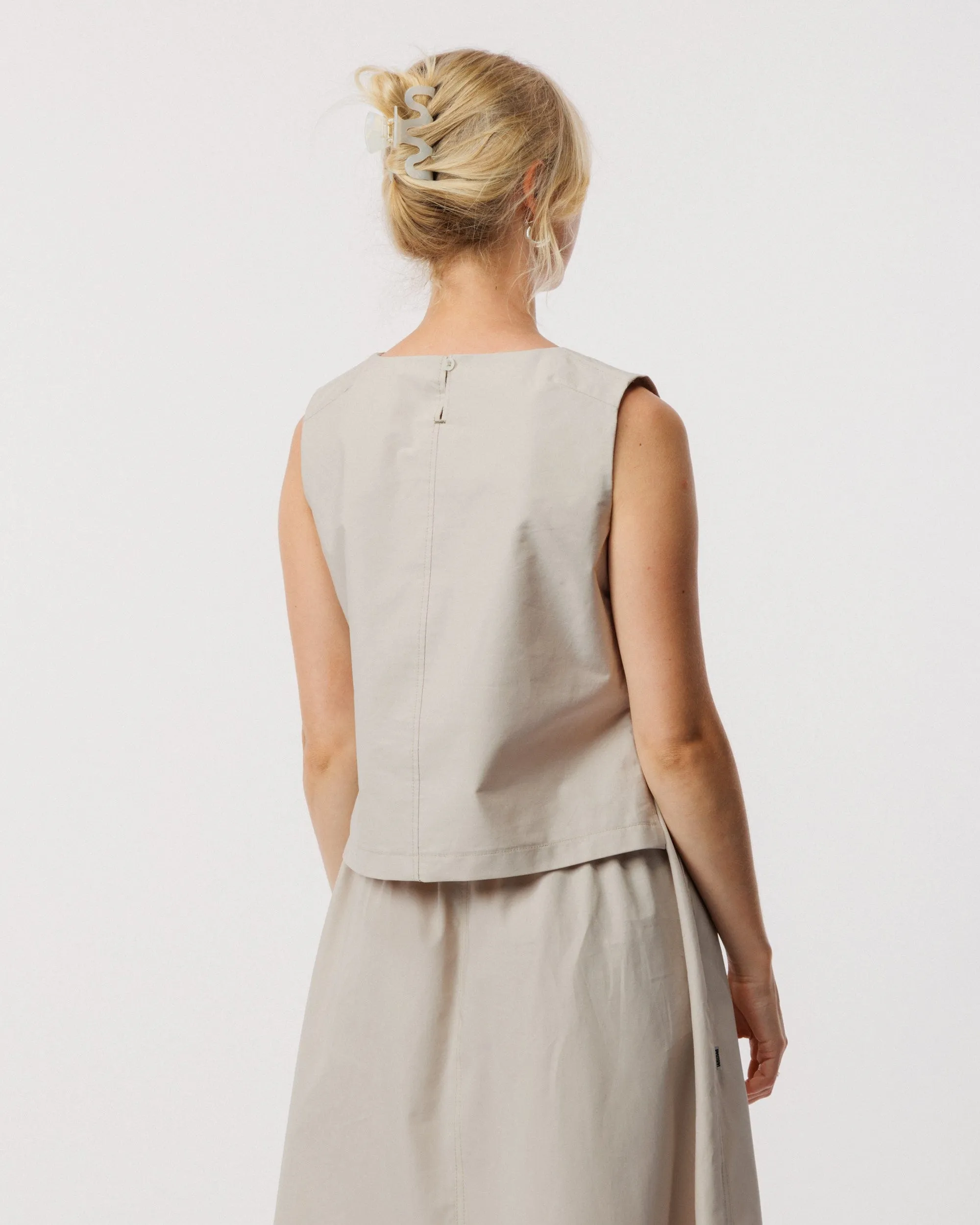 Aimee Poplin Top - Stone sold by Wawwa product image thumbnail 3
