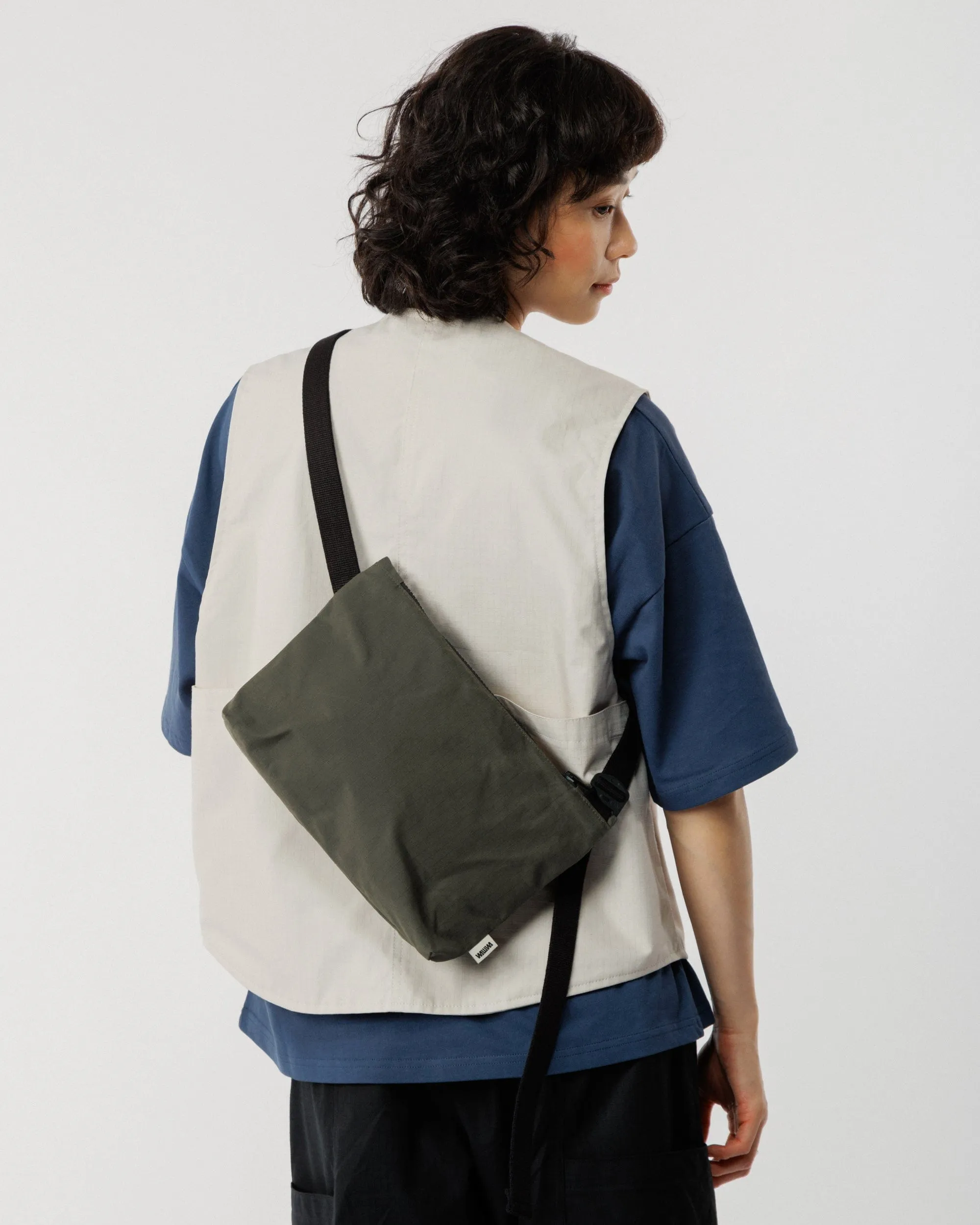 Mini Water Resistant Messenger Bag - Dark Olive sold by Wawwa product image thumbnail 2