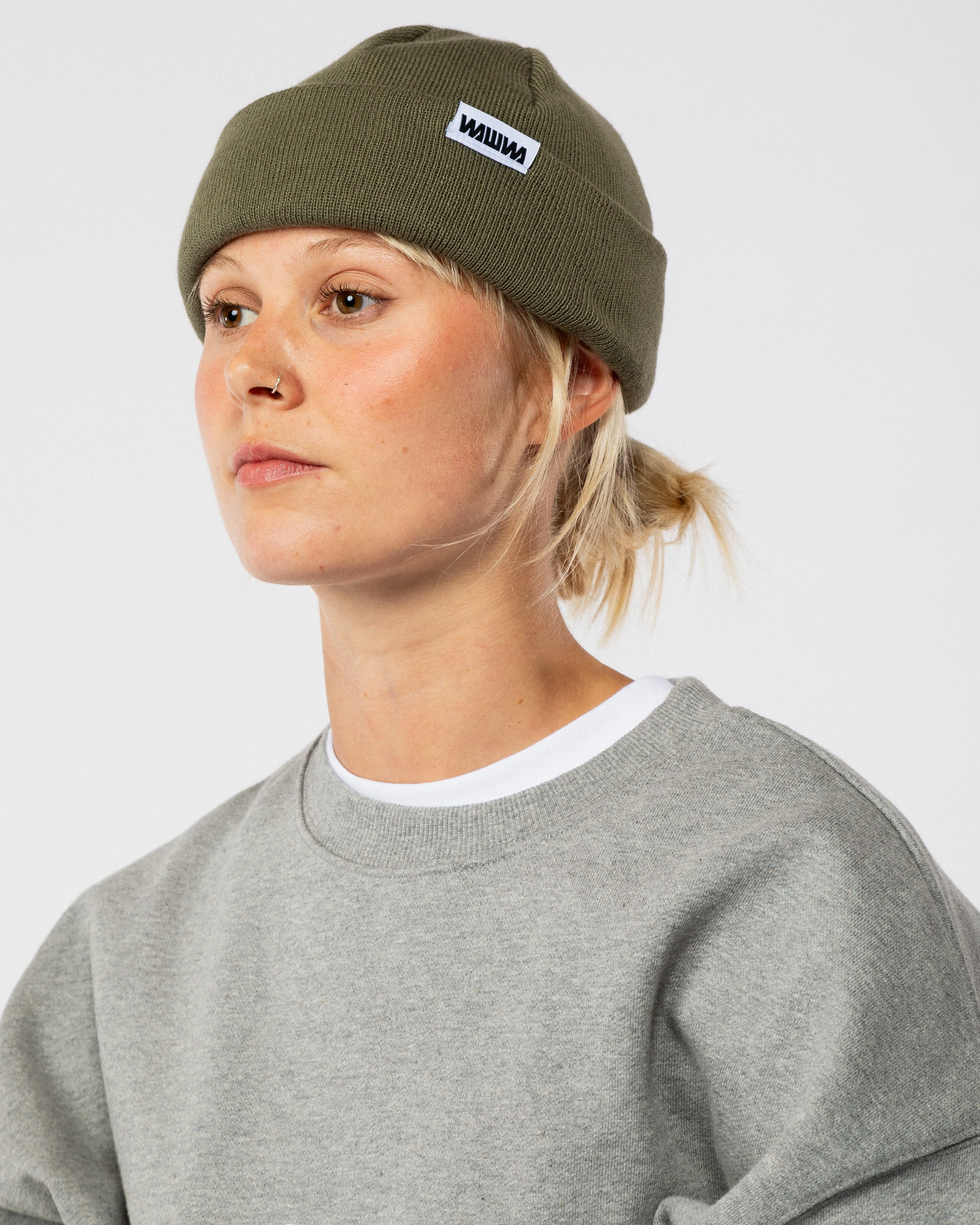 Mill Cotton Beanie - Khaki Green sold by Wawwa product image thumbnail 2