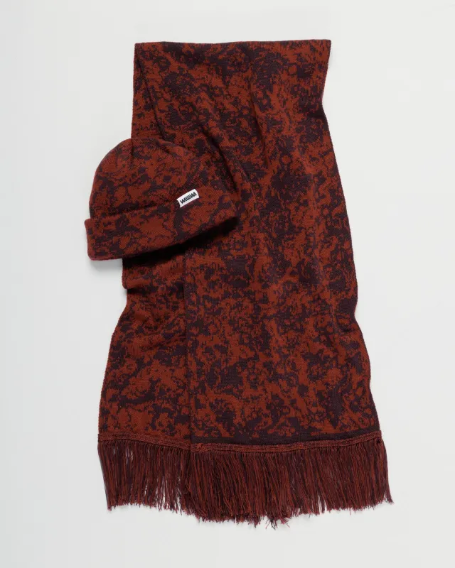 Barley Hat & Scarf Set - Burgundy & Wine sold by Wawwa