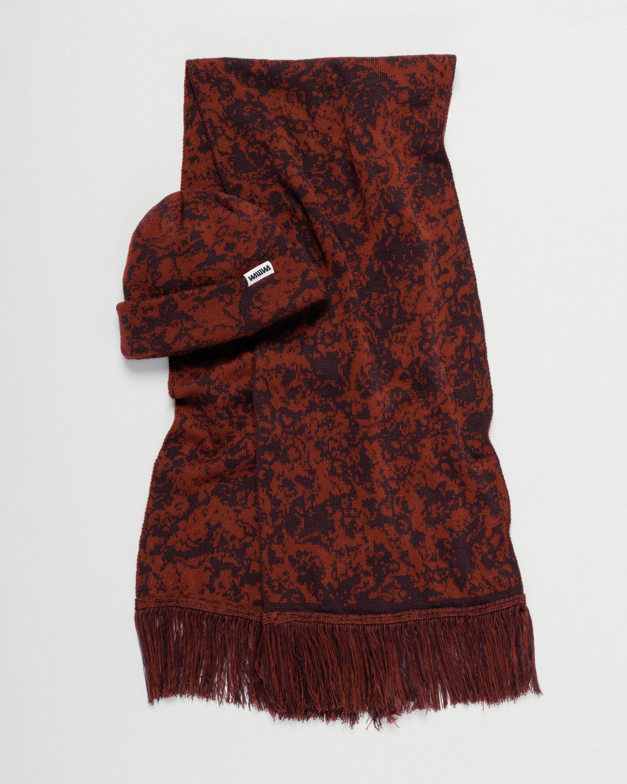 Barley Hat & Scarf Set - Burgundy & Wine sold by Wawwa