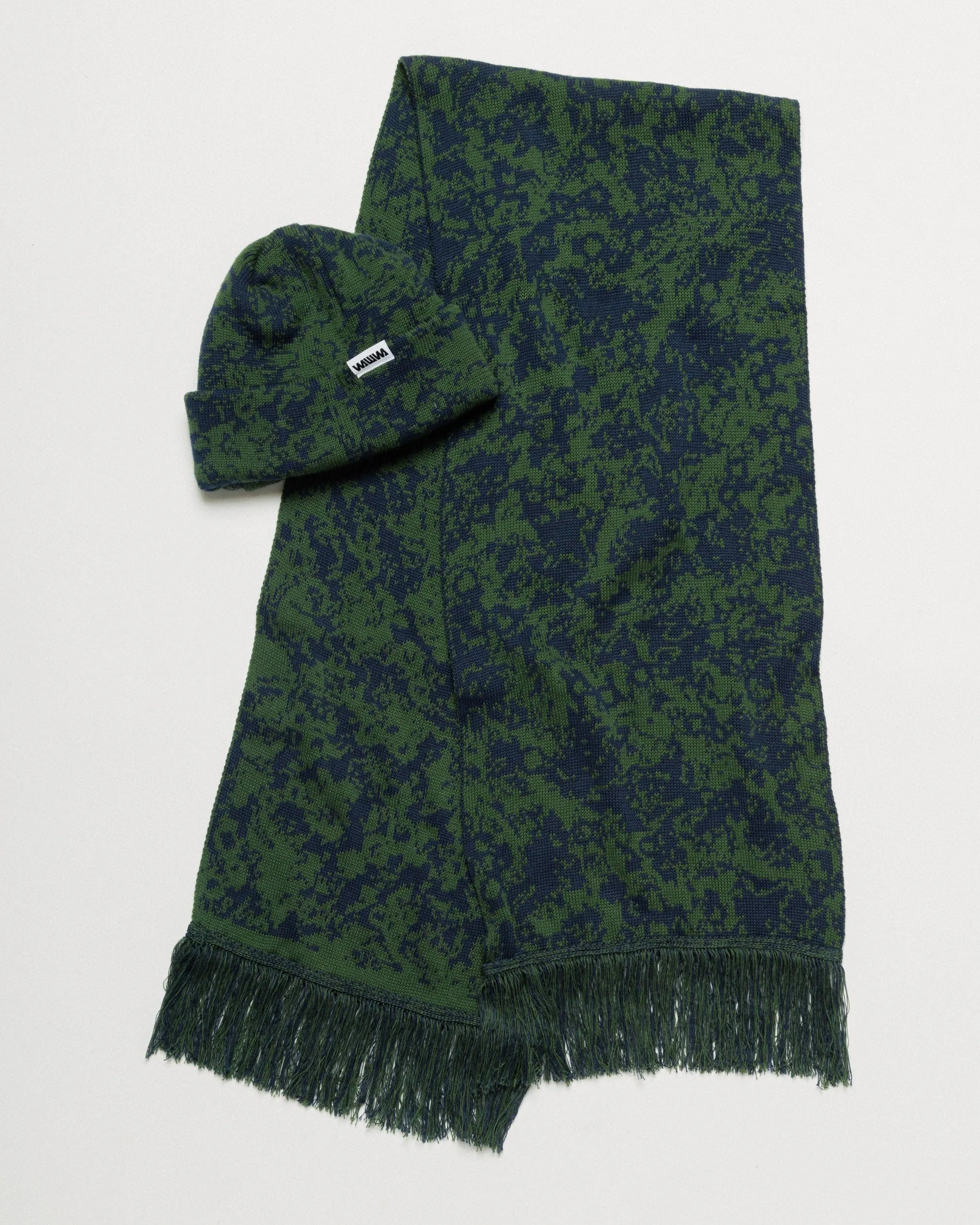 Barley & Hat Scarf Set - Dark Green & Navy sold by Wawwa