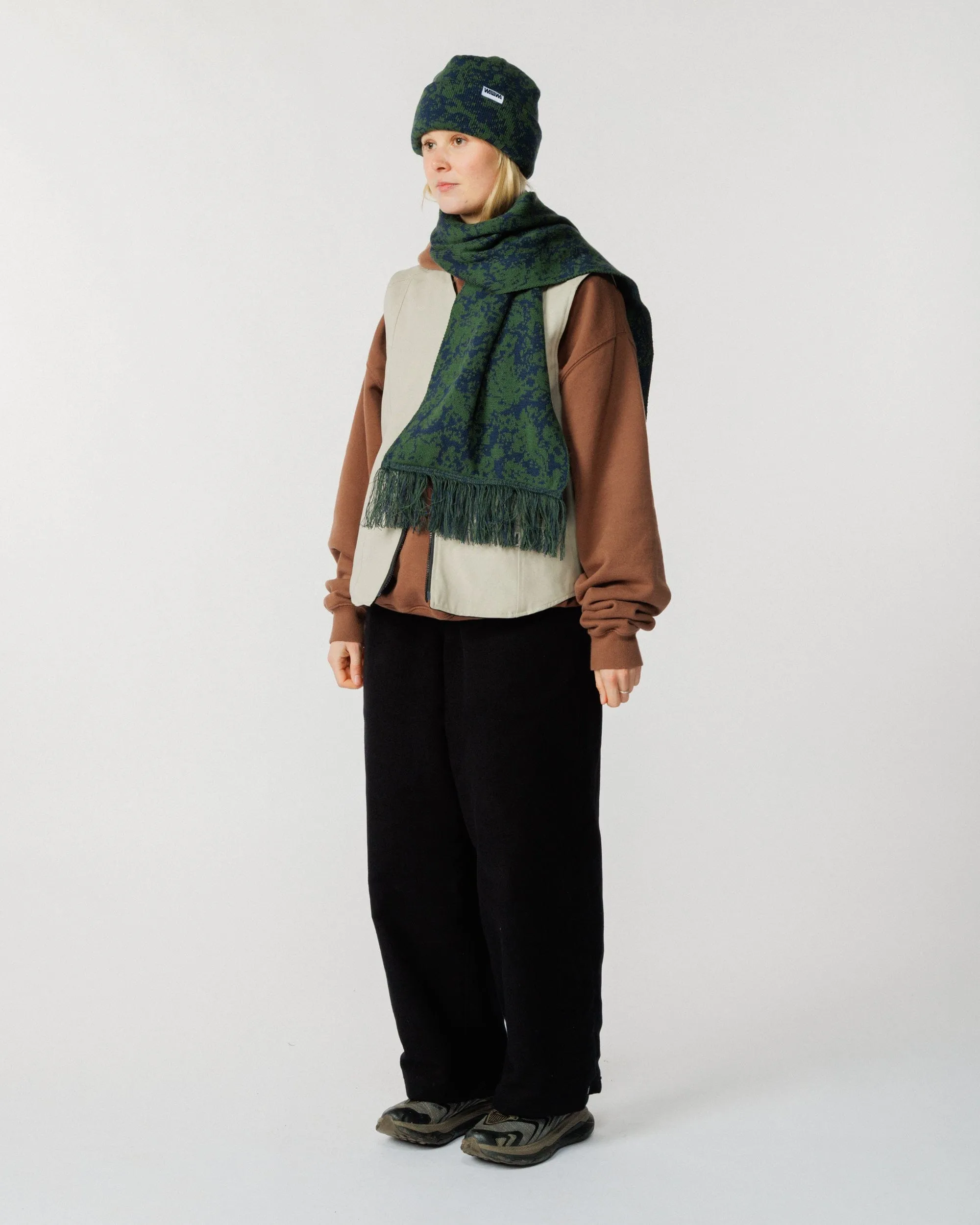 Barley Scarf - Dark Green & Navy sold by Wawwa product image thumbnail 5