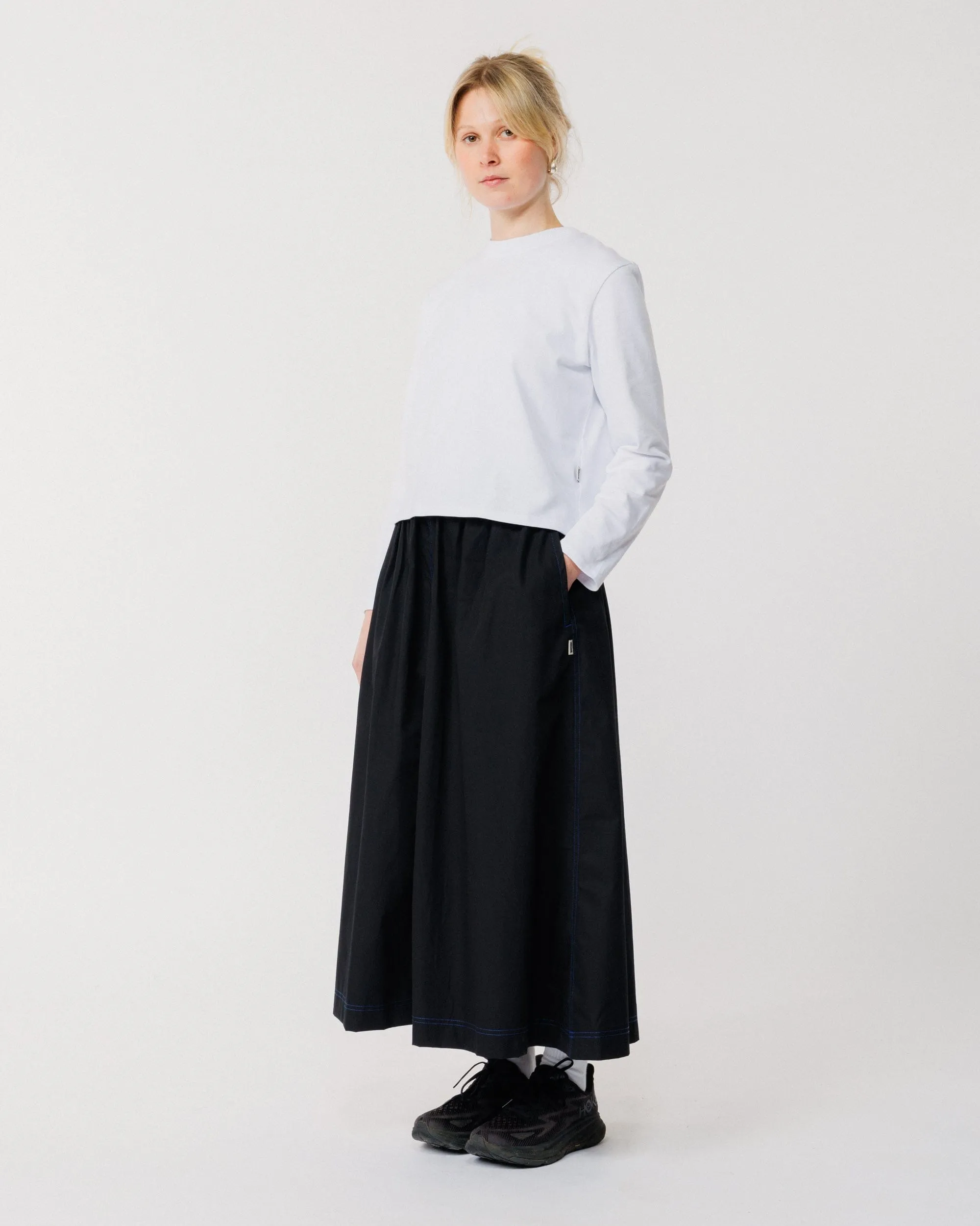 Ayla Poplin Skirt - Black/Cobalt Blue sold by Wawwa product image thumbnail 3