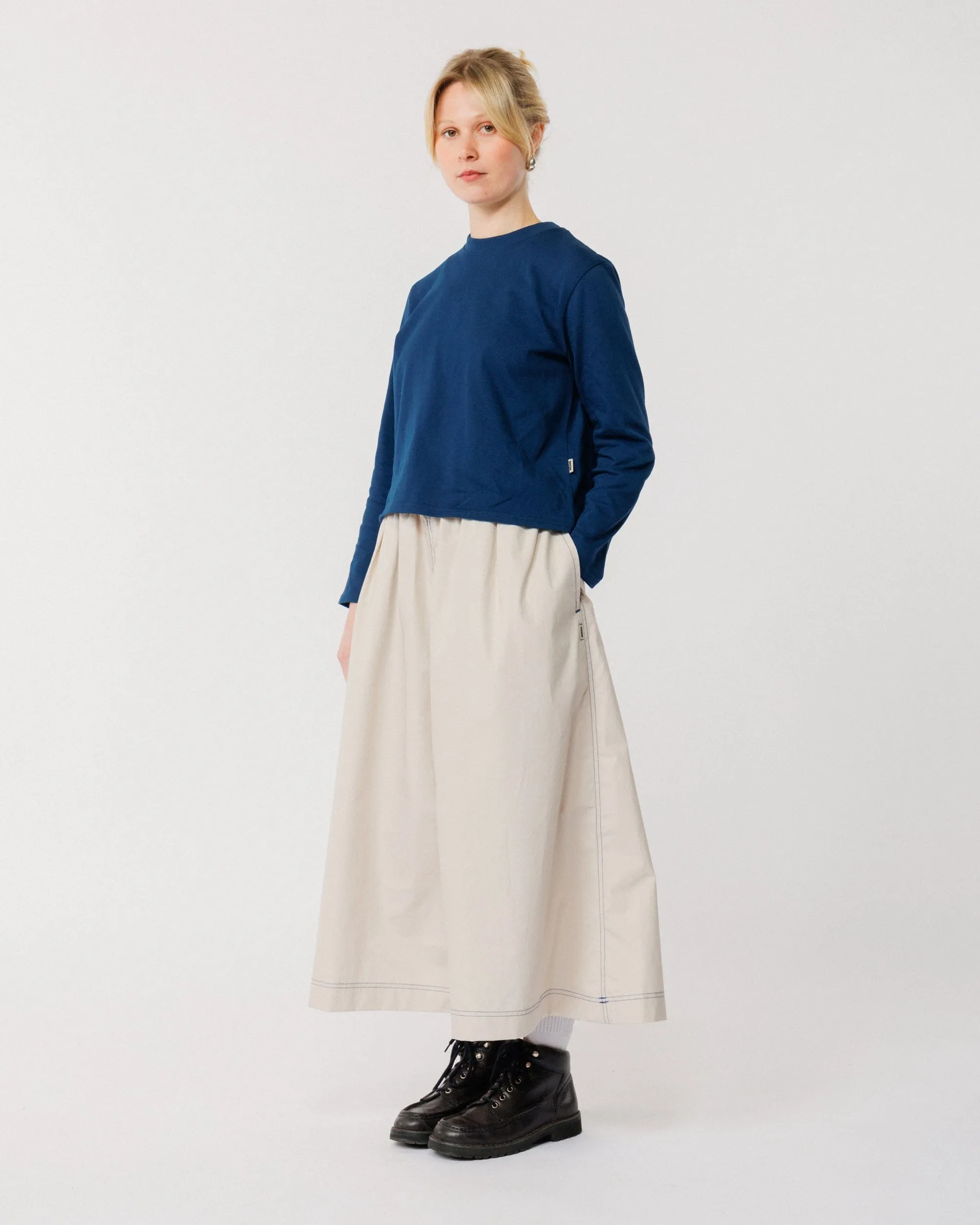Ayla Poplin Skirt - Stone/Cobalt Blue sold by Wawwa product image thumbnail 3