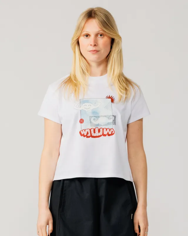 Plume Cropped T-Shirt - White made by Wawwa