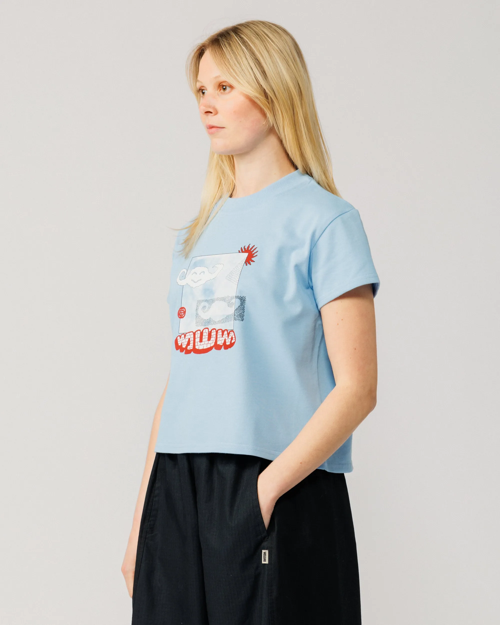 Plume Cropped T-Shirt - Sky Blue sold by Wawwa product image thumbnail 2