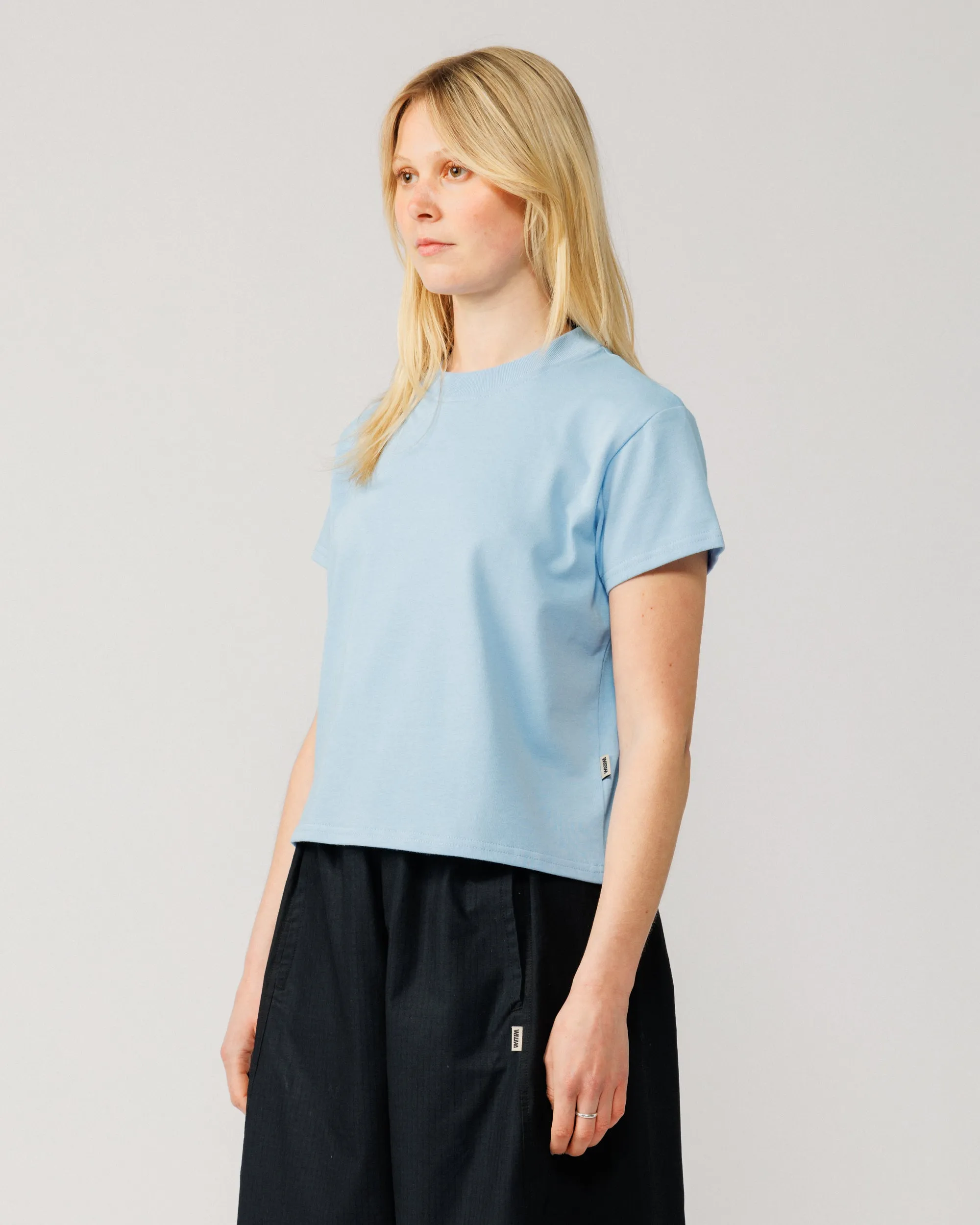 Mid-Weight Cropped Organic T-Shirt - Sky Blue sold by Wawwa product image thumbnail 2