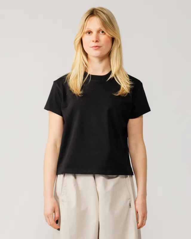 Mid-Weight Cropped Organic T-Shirt - Black made by Wawwa