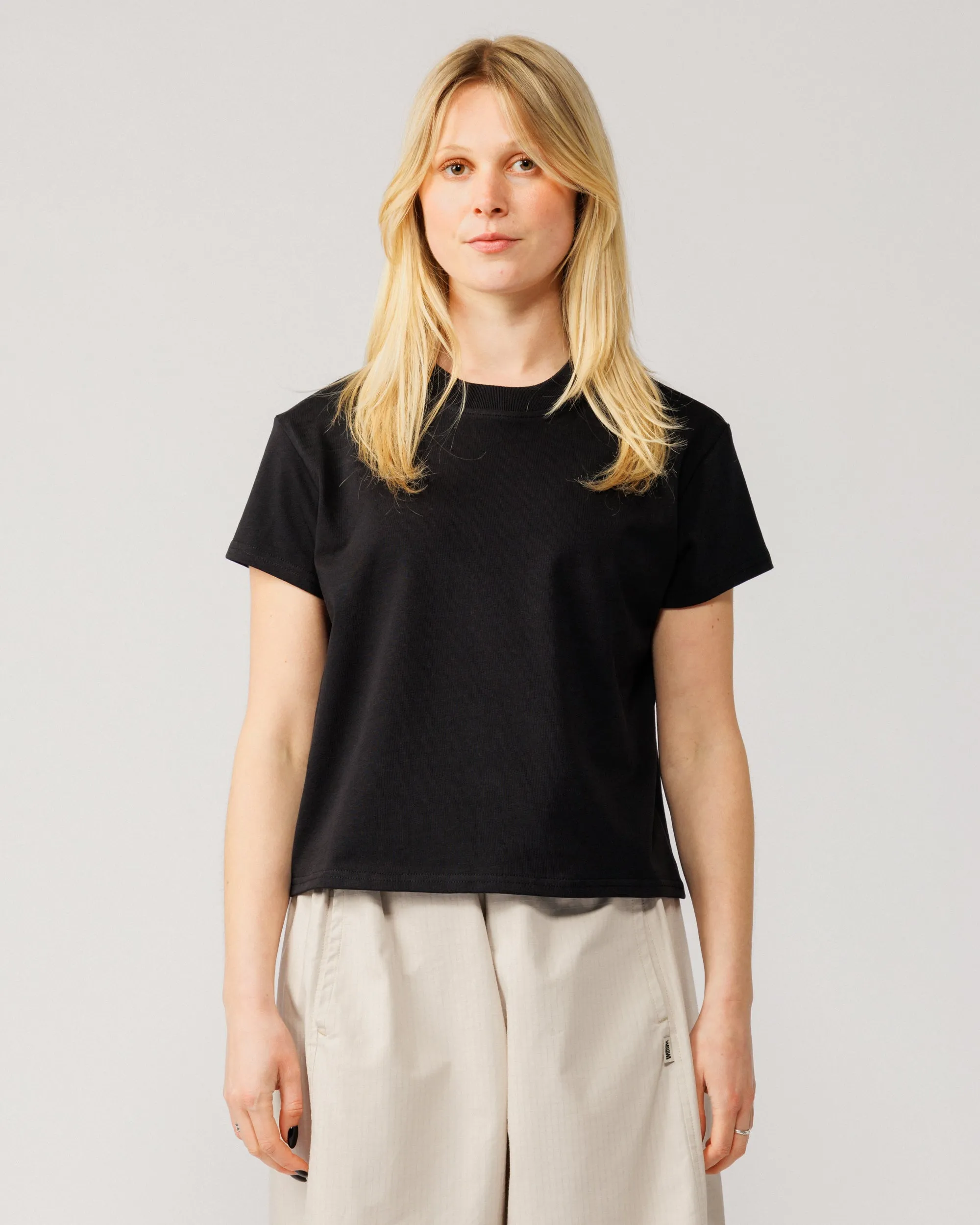 Mid-Weight Cropped Organic T-Shirt - Black sold by Wawwa